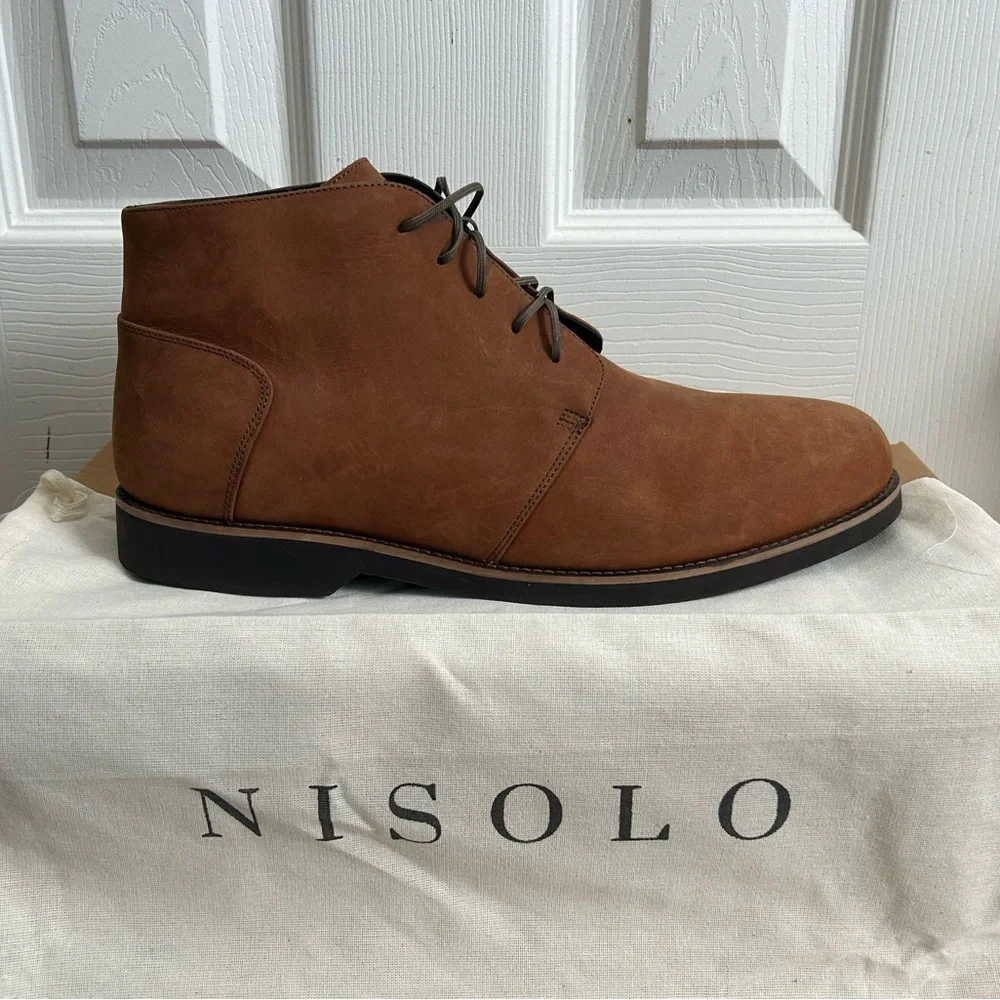 Nisolo Brown Chukka Boots Suede Leather Lace-Up - Picture 2 of 7